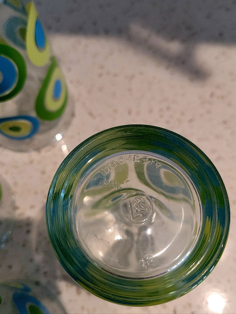 VTG MCM Libbey Circus Pattern Blue & Green 12oz Tumblers | Set Of 4 - Picture 5 of 5